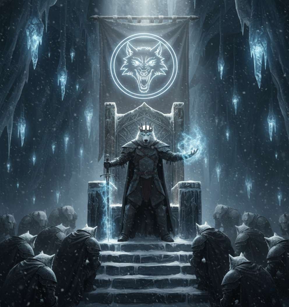 White Wolf on ice throne