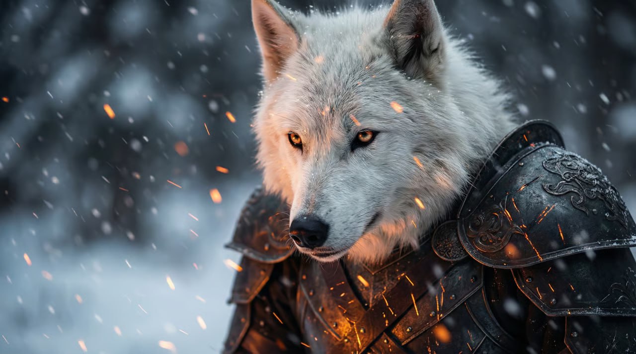 White Wolf close-up in snow