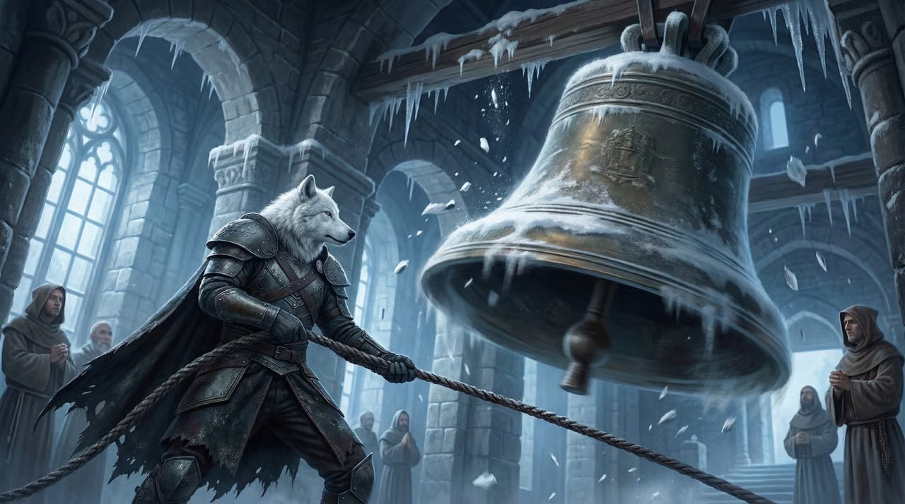 White Wolf ringing the bell